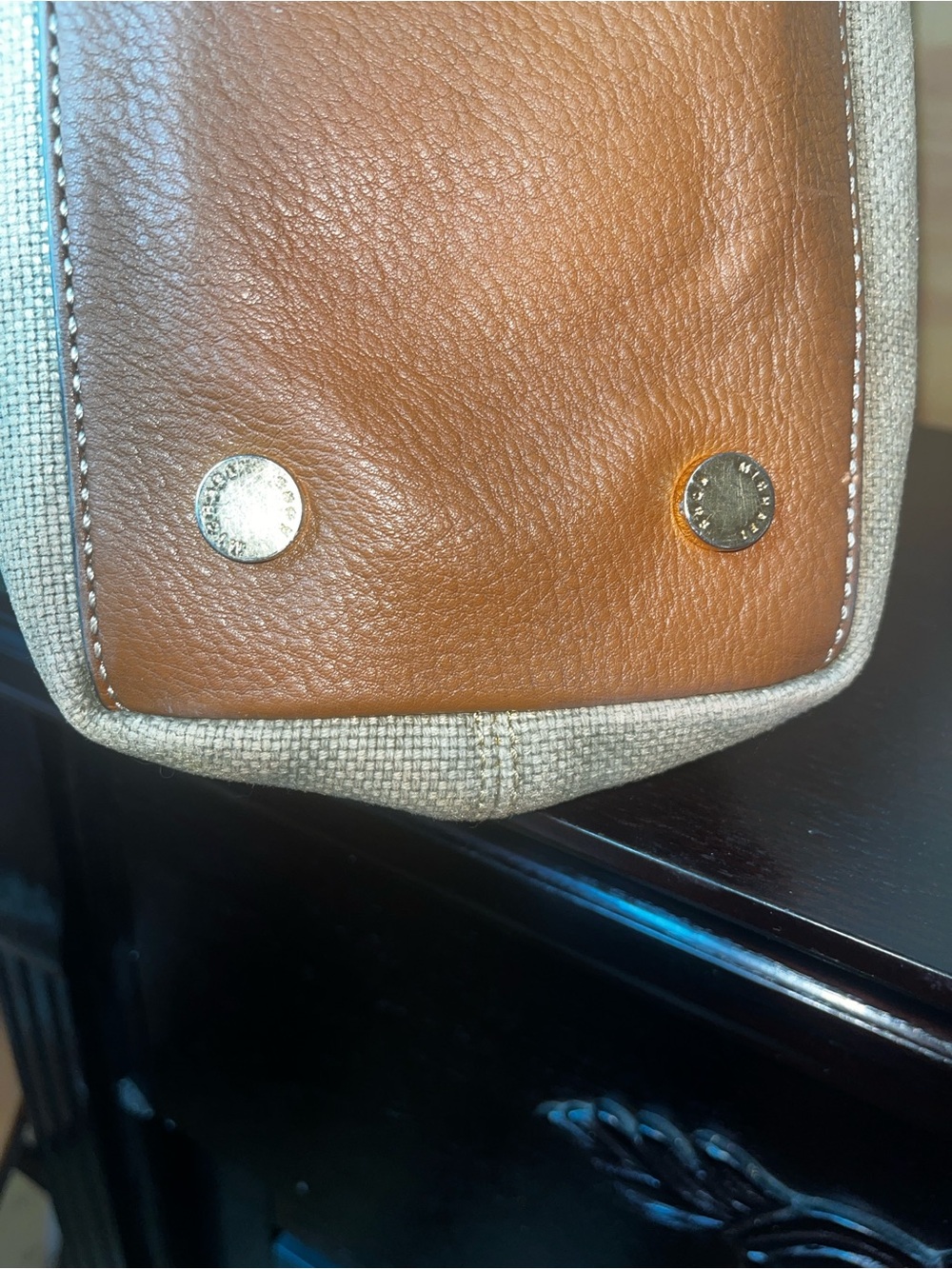 Michael Kors Golden Beige and Brown Shoulder Bag with MK Charm and Scarf - Picture 6 of 7